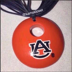 Auburn University Orange/Blue Wooden Logo Necklace
